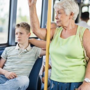 The old lady tried to get on the bus, but the passengers did not allow her. The bus driver taught a lesson to all the passengers