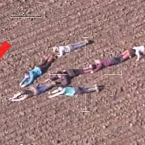 Children form human arrow – help police helicopter catch suspects