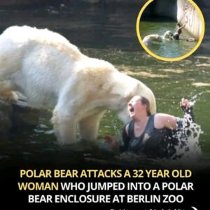 A 32-year-old woman who jumped into a polar bear enclosure at the Berlin Zoo was attacked by a polar bear