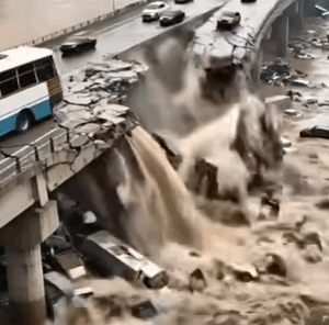 Bridge Collapses as Floodwaters Push to the Limit!See More..
