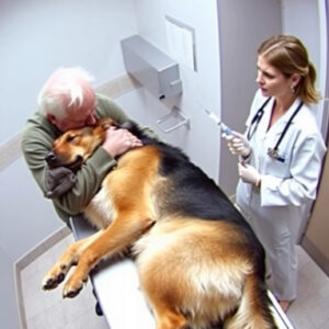 The dog gave his master one last hug before being put to sleep, and all