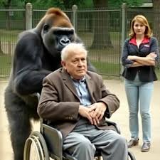 At the zoo, a gorilla suddenly attacked a man in a wheelchair, grabbed the handles